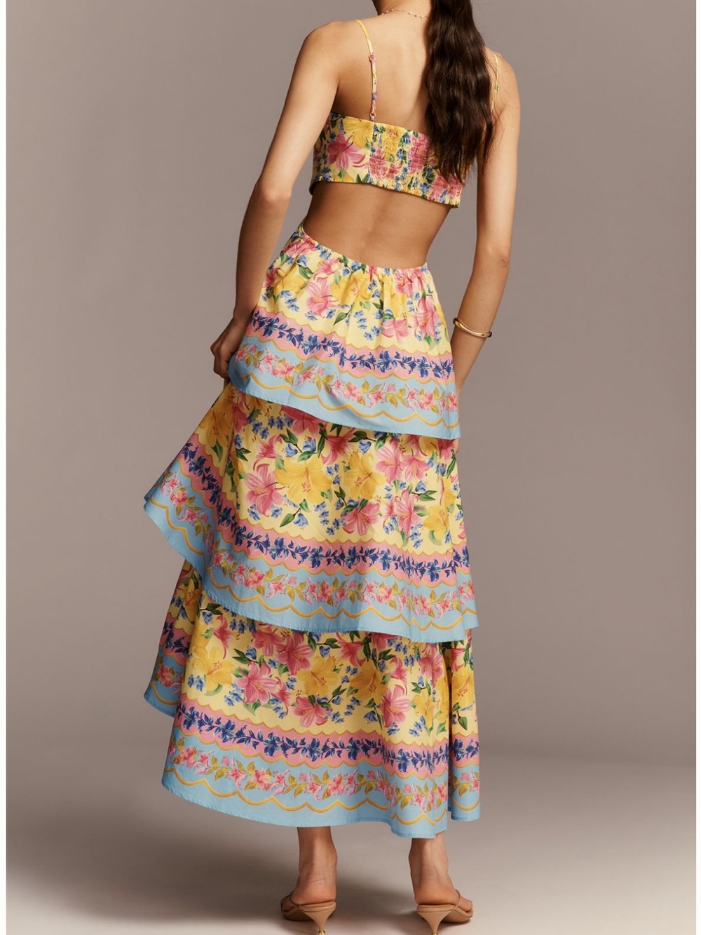 New FARM Rio x Anthropologie Cotton Floral Tiered Maxi Dress - Picture 4 of 4
